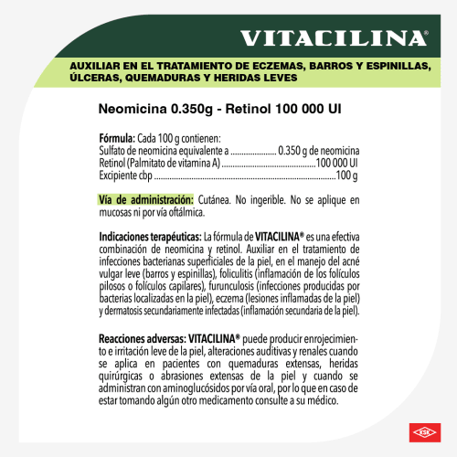 Vitacilina 0.350 G/100 000Ui Ungüento Con 28 Gr