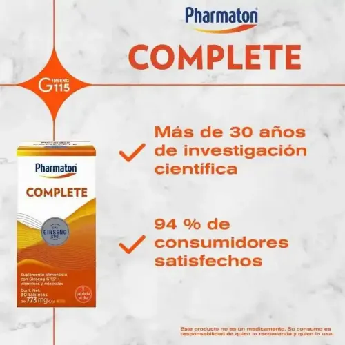Pharmaton Complete 773 Mg Con 30 Tabletas