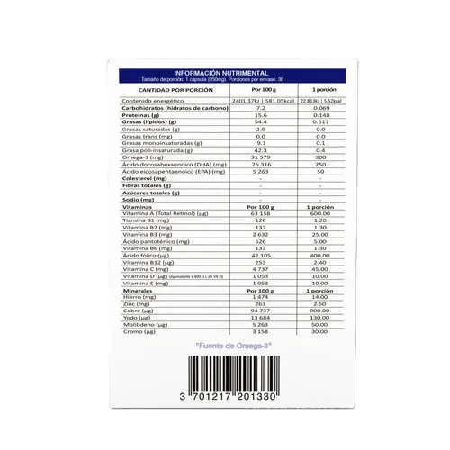 Ogestan Plus 950 Mg Con 30 Cápsulas
