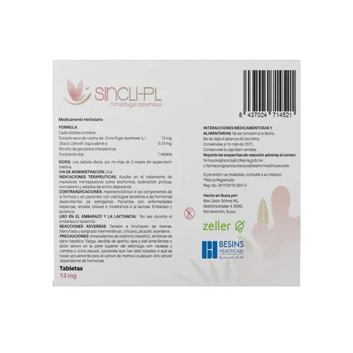 Sincli-Pl 13 Mg Con 30 Tabletas