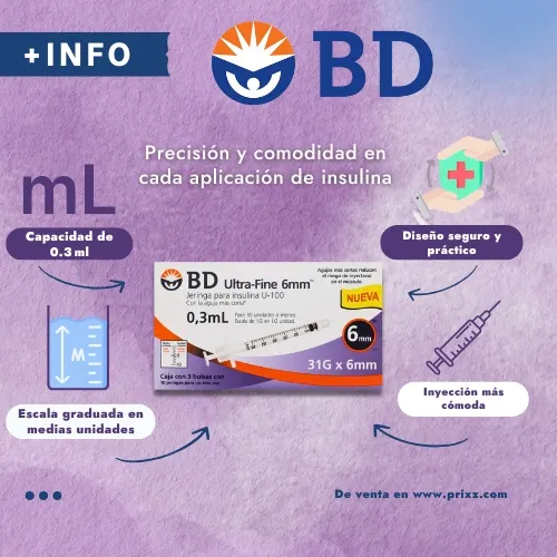 Bd Ultra-Fine Jeringa Para Insulina 31Gx6Mm 0.3 Ml 30 Jeringas