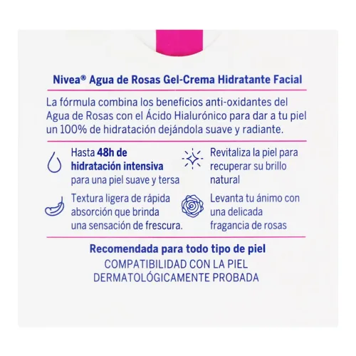 Comprar Nivea Gel-Crema Hidratante Facial Con Agua De Rosas 50 Ml Tarro