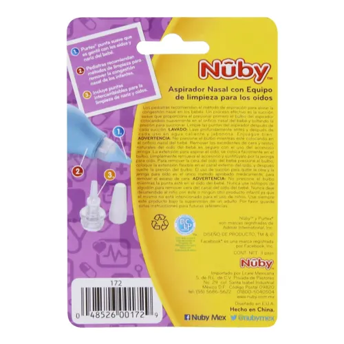 Nuby Aspirador Nasal Con Boquilla Y Filtro, Nuby Accesorios para el bebé -  Farmacias del Sud