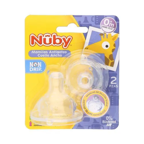 Comprar Nuby Mamilas Antigoteo De Cuello Ancho Con 2 Piezas