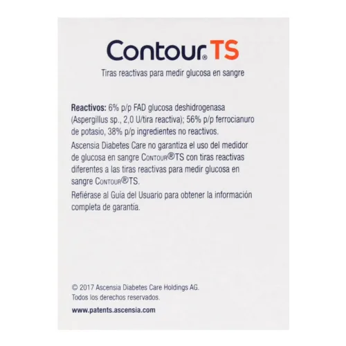 Contour TS Tiras Reactivas para Medir Glucosa en Sangre, 50 pzas.