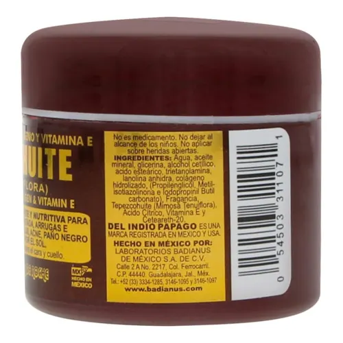 Comprar Crema corporal del indio papago de tepezcohuite para la noche 60 gr.