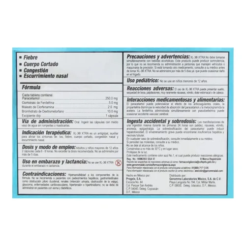 Xl-3 Xtra 250/5/2/10 Mg Con 12 Cápsulas