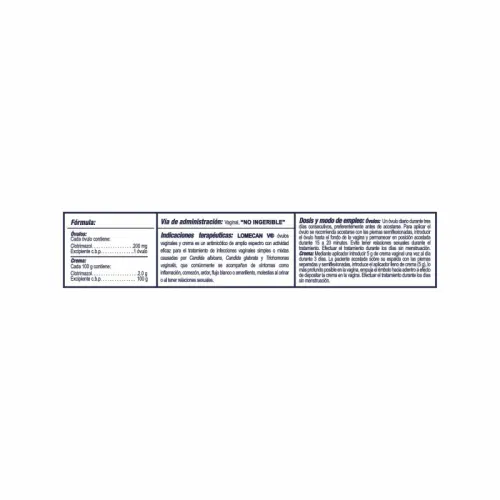 Lomecan Duo 2% Con 20 G De Crema, 3 Óvulos 200 Mg