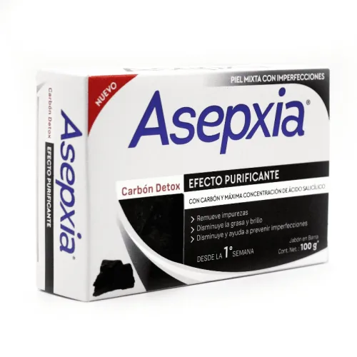 Asepxia Carbón Detox Ácido Salicílico Barra Con 100 G