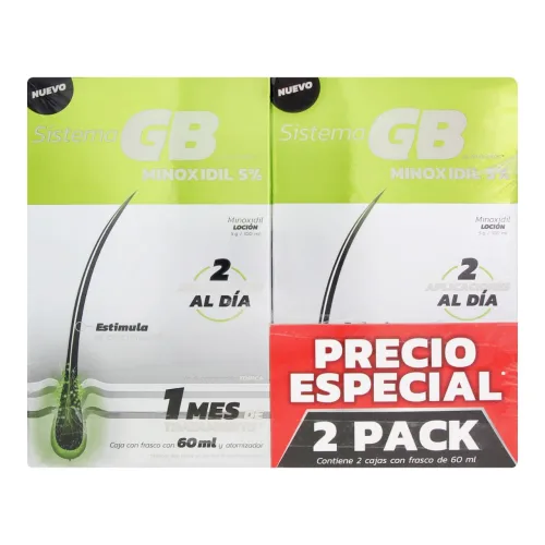 Comprar Sistema Gb 5% Solución Alopecía Con 60 Ml Duopack