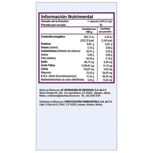 Valait 15 mg (metilfolato) Suplemento Alimenticio con 30 cápsulas