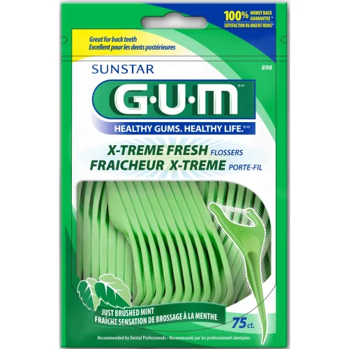 Hilo Dental Sunstar Gum Flossers Con Mango 75 Piezas