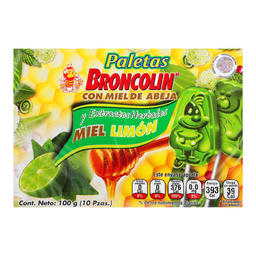 Comprar Broncolin Paletas Con Miel Limón 10 Piezas