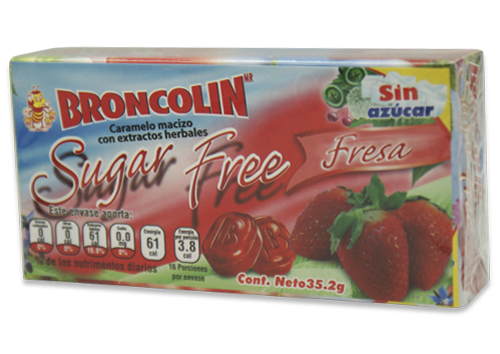 Broncolin Sugar Free Caramelo Macizo Sabor Fresa 35 G