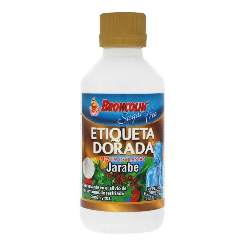 Broncolin Sugar Free Etiqueta Dorada Mezcla De Plantas Jarabe Con 150 Ml