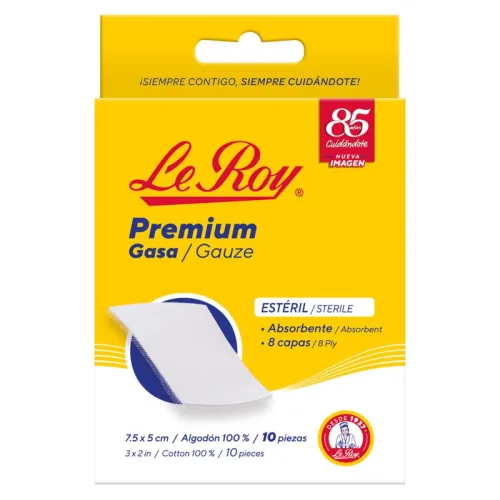 Comprar Le Roy Premium Gasa Estéril 7.5X5Cm Con 10 Piezas