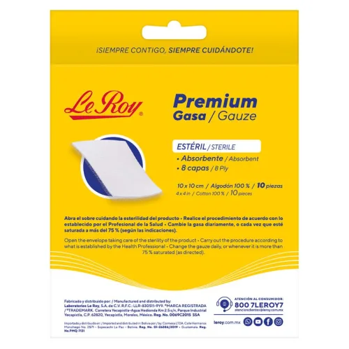 Comprar Le Roy Premium Gasa Estéril 10X10Cm Con 10 Piezas