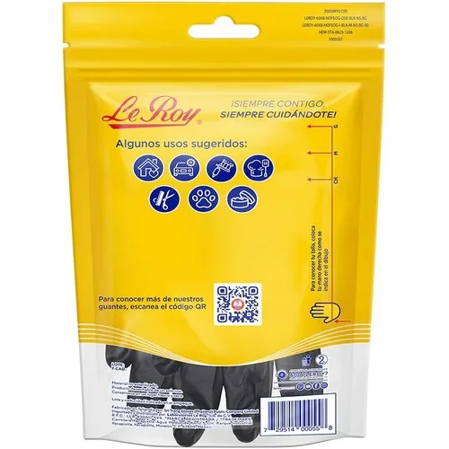 Guantes De Nitrilo Negro Multiusos Talla M Con 8 Pz