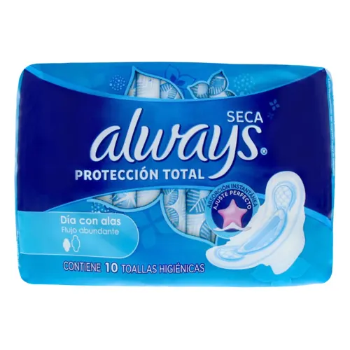 Comprar Always Protección Total Seca Toalla Sanitaria Con Alas Con 10 Piezas