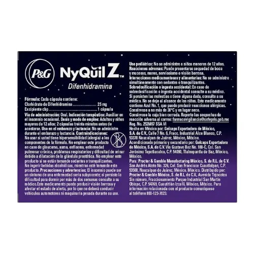 Nyquilz 25.0 Mg Con 30 Cápsulas