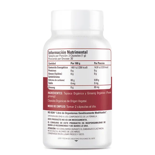 Organic Side Ginseng con 60 Cápsulas