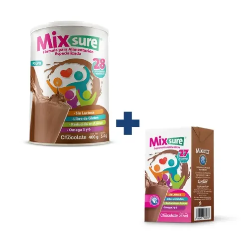 Comprar Mixsure Suplemento Sabor Chocolate Polvo 400 G + Mixsure Suplemento Alimenticio Sabor Chocolate 237 Ml