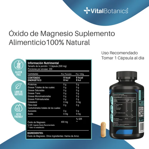 Comprar Vitalbotanics Magnesio 500 Mg Con 200 Cápsulas