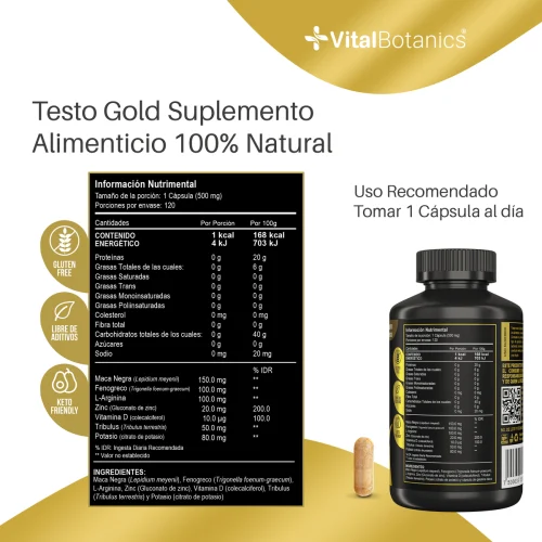 Comprar Vitalbotanics Testo Gold Con 120 Cápsulas