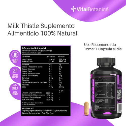 Comprar Vitalbotanics Milk Thistle Cardo Mariano Con 200 Cápsulas