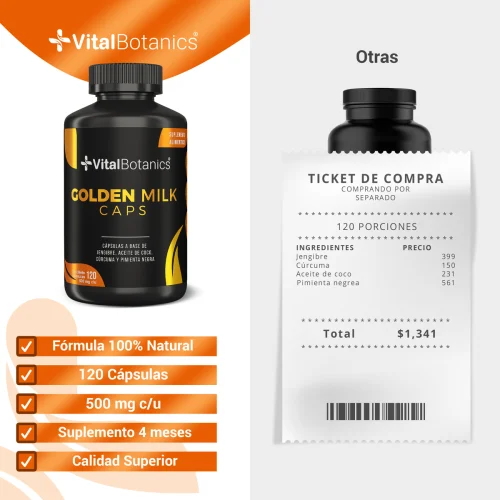 Comprar Vitalbotanics Golden Milk Con 120 Cápsulas