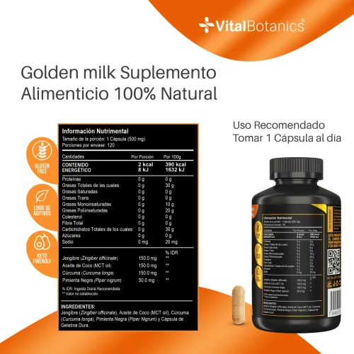 Comprar Vitalbotanics Golden Milk Con 120 Cápsulas