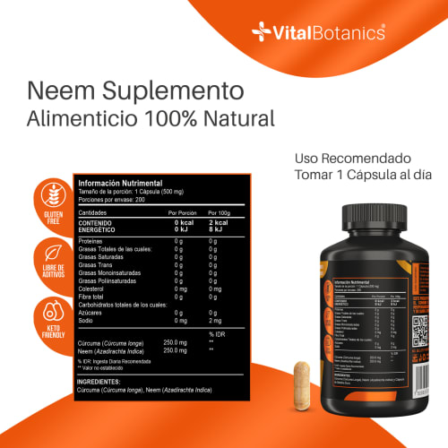 Comprar Vitalbotanics Neem Curcumine Con 200 Cápsulas