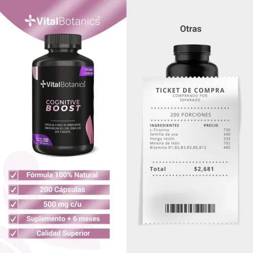 Comprar Vitalbotanics Cognitive Boost Con 200 Cápsulas