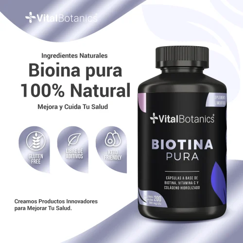 Comprar Vitalbotanics Biotina Pura + Colageno Hidrolizado Con 200 Cápsulas