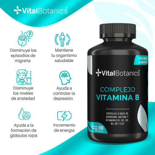 Comprar Vitalbotanics Vitaminas Complejo B + Biotina + Arandano Con 200 Cápsulas