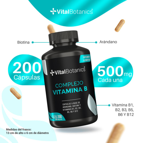 Comprar Vitalbotanics Vitaminas Complejo B + Biotina + Arandano Con 200 Cápsulas