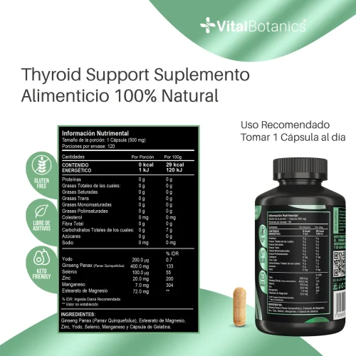 Comprar Vitalbotanics Thyroid Support Con 120 Cápsulas