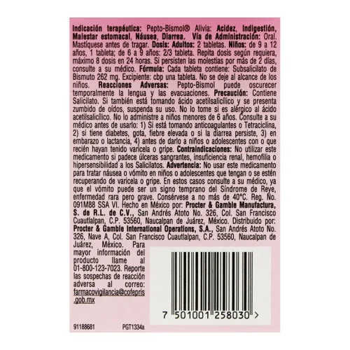 Comprar Pepto Bismol 262 Mg Con 24 Tabletas Masticables Sabor Anís