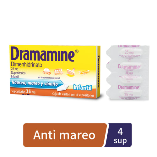 Comprar Dramamine Infantil 25 Mg Con 4 Supositorios