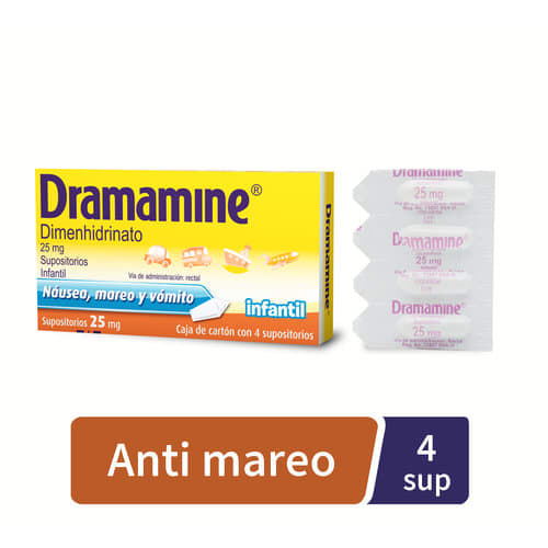 Dramamine Infantil 25 Mg Con 4 Supositorios