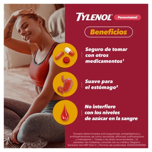 Tylenol 500 Mg Con 40 Tabletas Pack 2