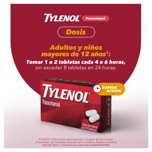 Tylenol 500 Mg Con 40 Tabletas Pack 2