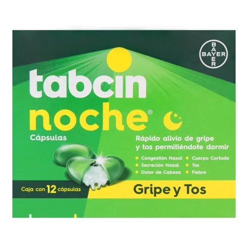 comprar Tabcin Noche 250/10/6.25/5 Mg Con 12 Cápsulas