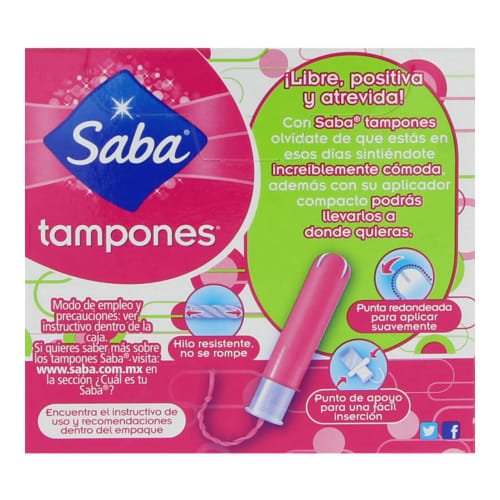 Saba Tampones Compactos De Plático Súper 10 Piezas Caja