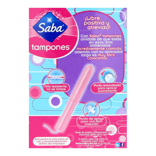 Saba Tampones Súper Plus Con Aplicador Largo Con 10 Piezas