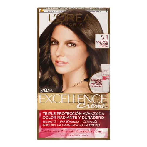 L’Oreal Imedia Excellence Tinte En Crema Tono Castaño Claro Cenizo 5.1