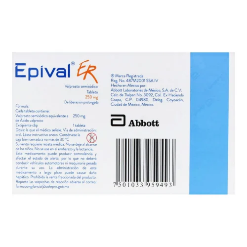 Epival Er 250 Mg Con 30 Tabletas