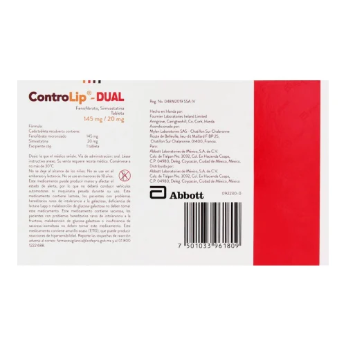 Comprar Controlip Dual 145/20 Mg Con 30 Tabletas