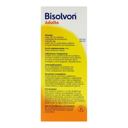 Bisolvon Adulto 160 Mg Solución Oral Sabor Cereza 120 Ml