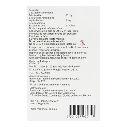 Micardis Duo 80/5 Mg Con 28 Tabletas